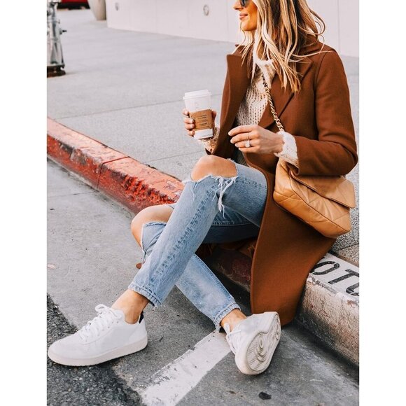 Women's Caramel  Winter Wool Coat Casual Notch Lapel Single-Breasted Peacoat - Picture 3 of 8